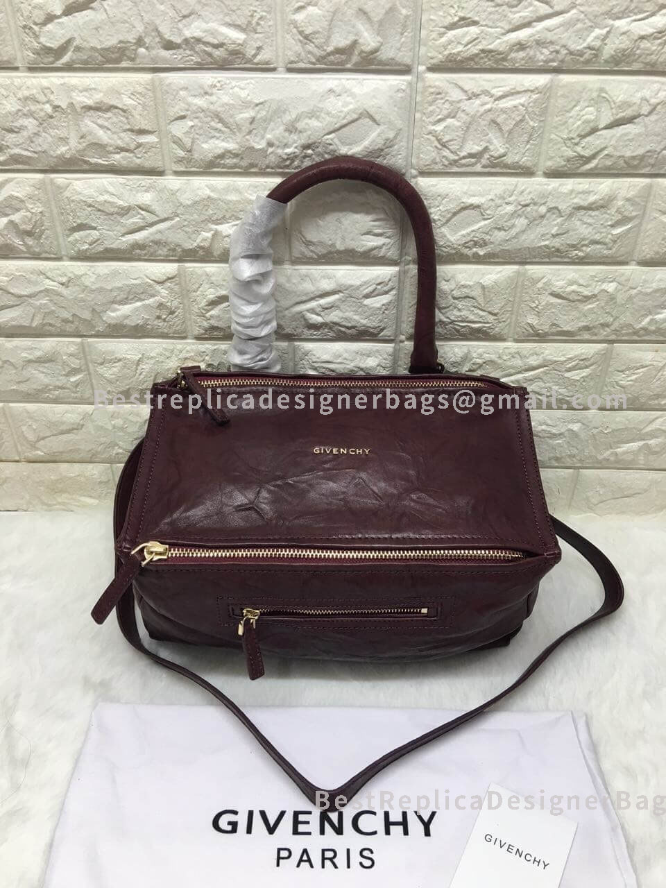 Givenchy Small Pandora Bag In Aged Leather Wine GHW 1-28608